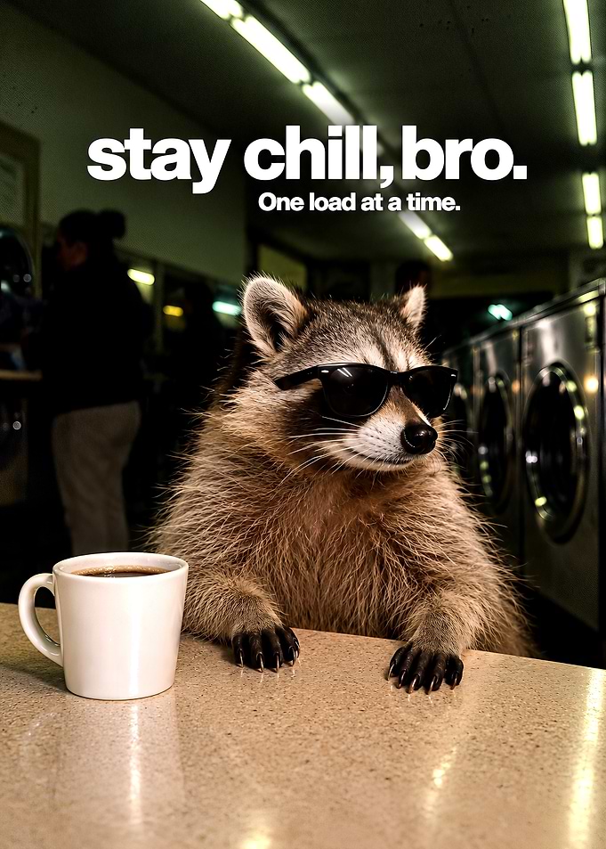 Cool Raccoon at the Laundromat