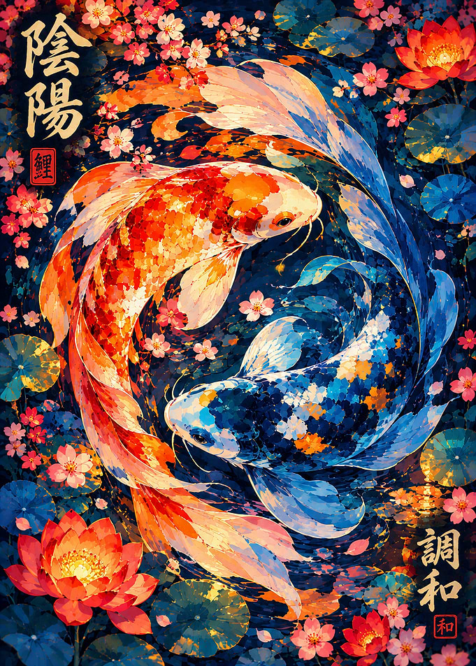Yin Yang Koi Fish Art