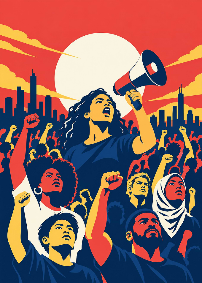 Diverse Crowd Protesting for Change