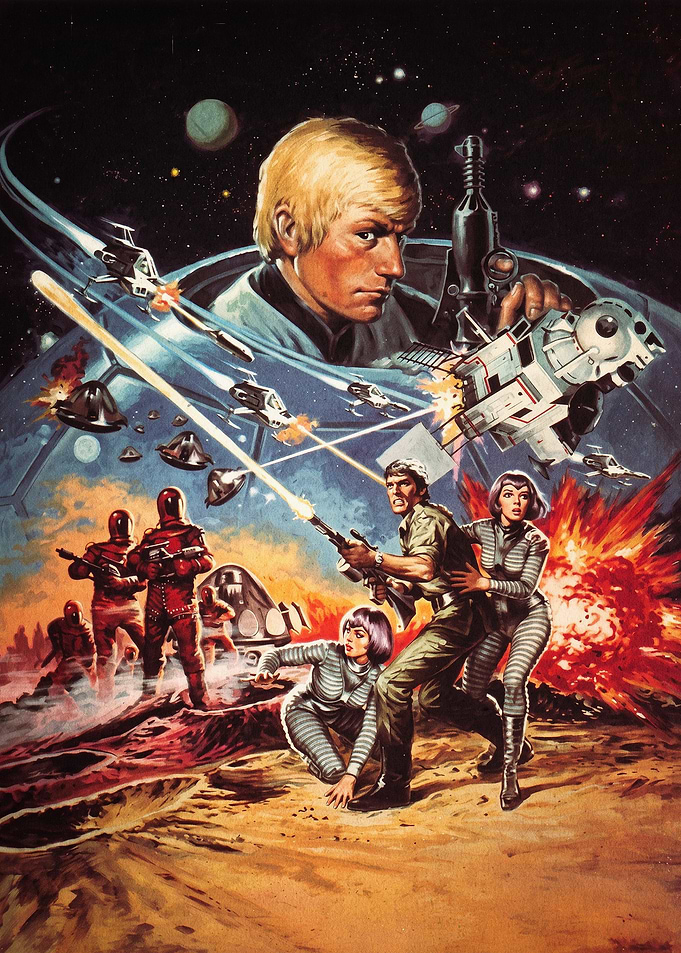 Sci Fi Space Battle Retro Poster