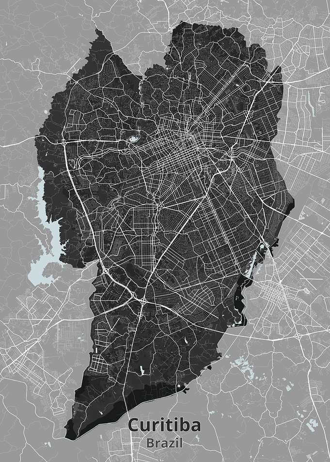 Curitiba Brazil City Map Poster