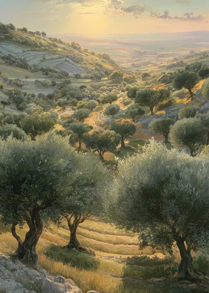 Golden Hour Olive Grove Landscape