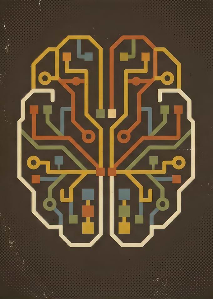 Digital Circuit Board Brain Illustration