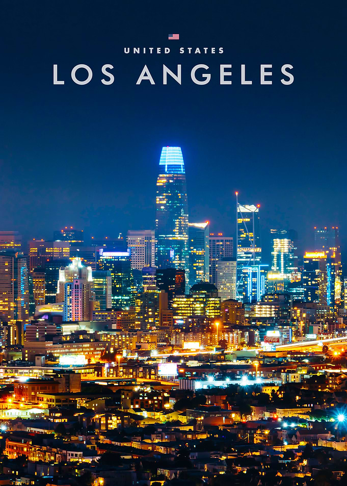 Los Angeles Cityscape Night Poster