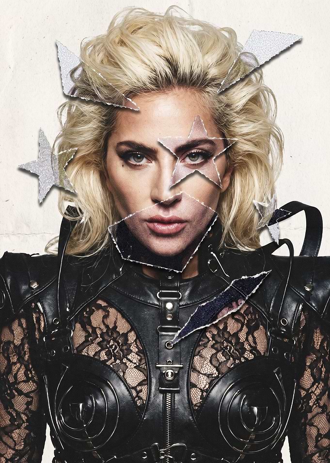 Lady Gaga Portrait with Star Cutouts
