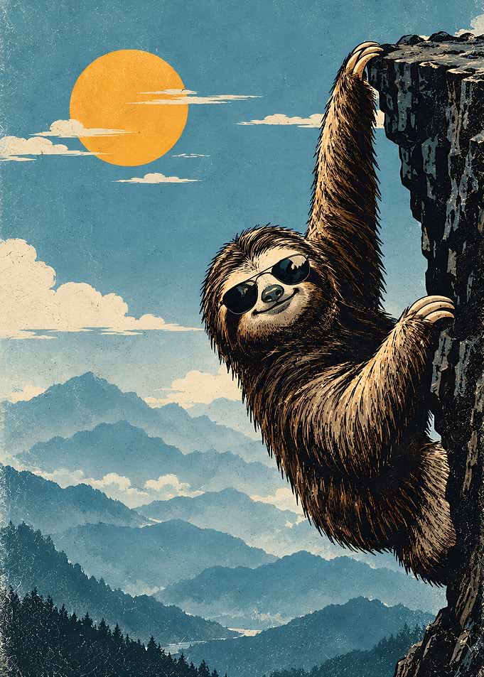 Cool Sloth Rock Climbing