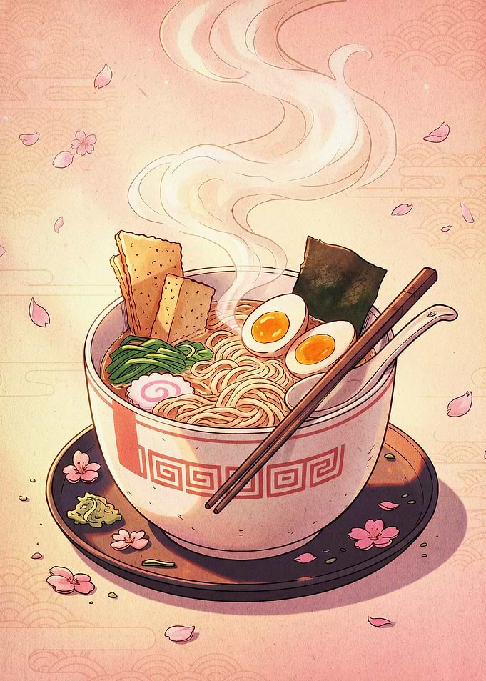 Ramen Bowl Cherry Blossom Art