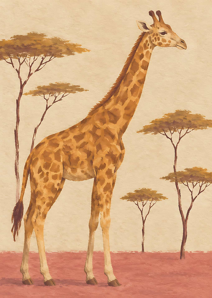 Giraffe in African Savanna Painting