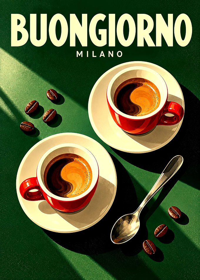 Buongiorno Milano Coffee Poster