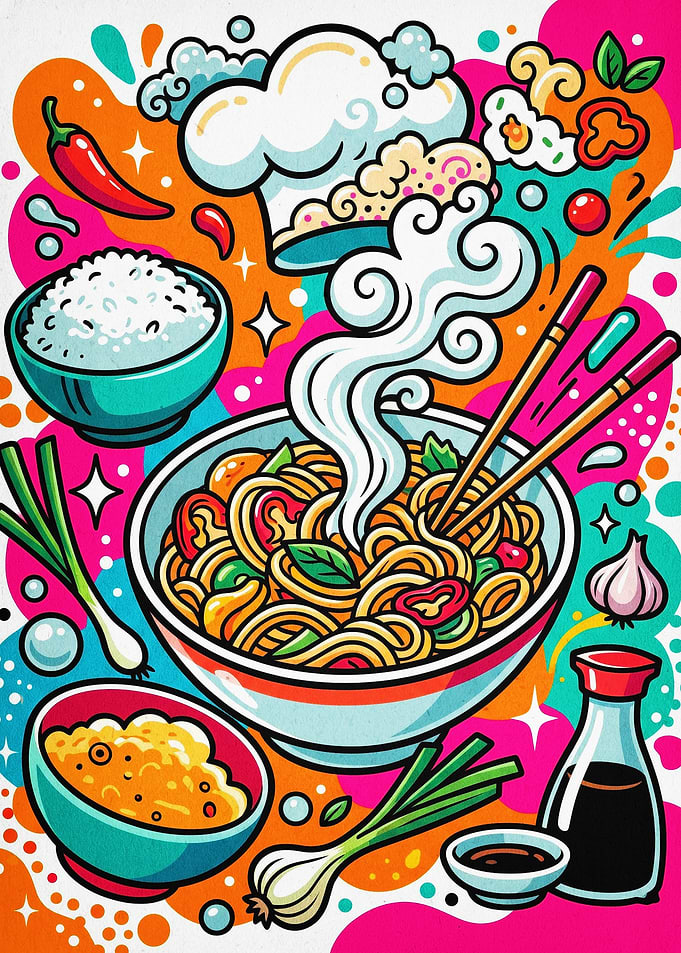Ramen Noodle Bowl Pop Art Poster