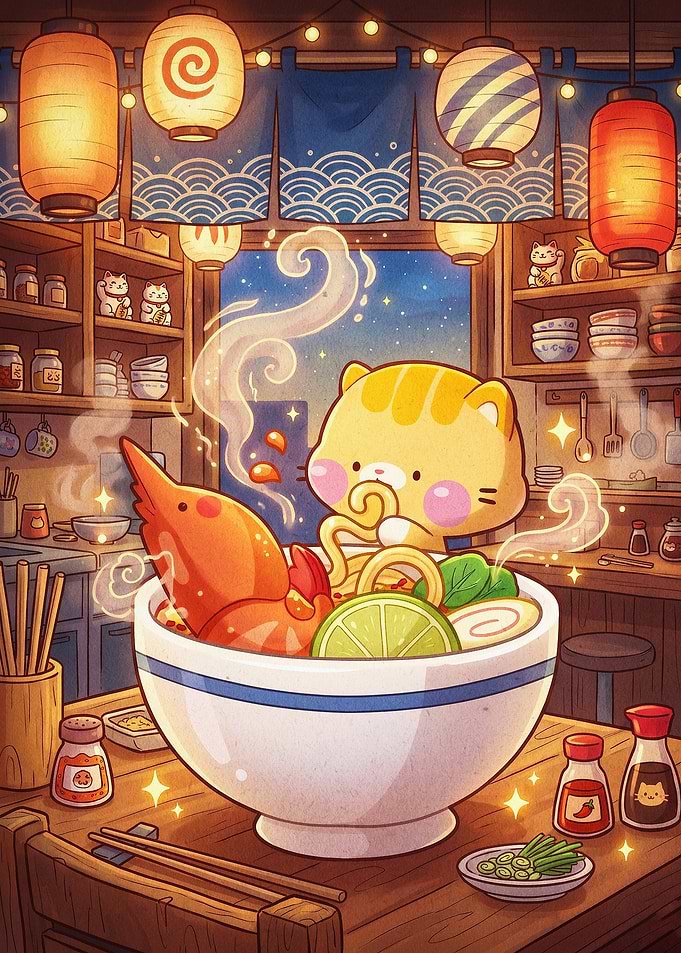 Cat Ramen Shop Cozy Japanese Anime