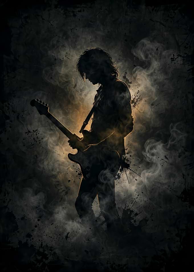 Silhouette of a Rock Guitarist