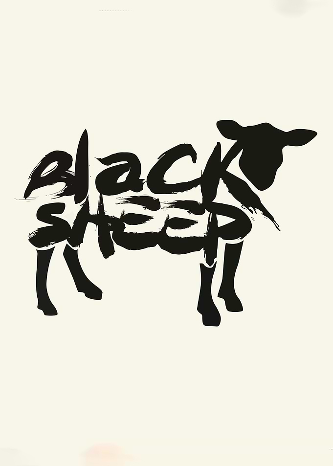 Black Sheep Typography Animal Art