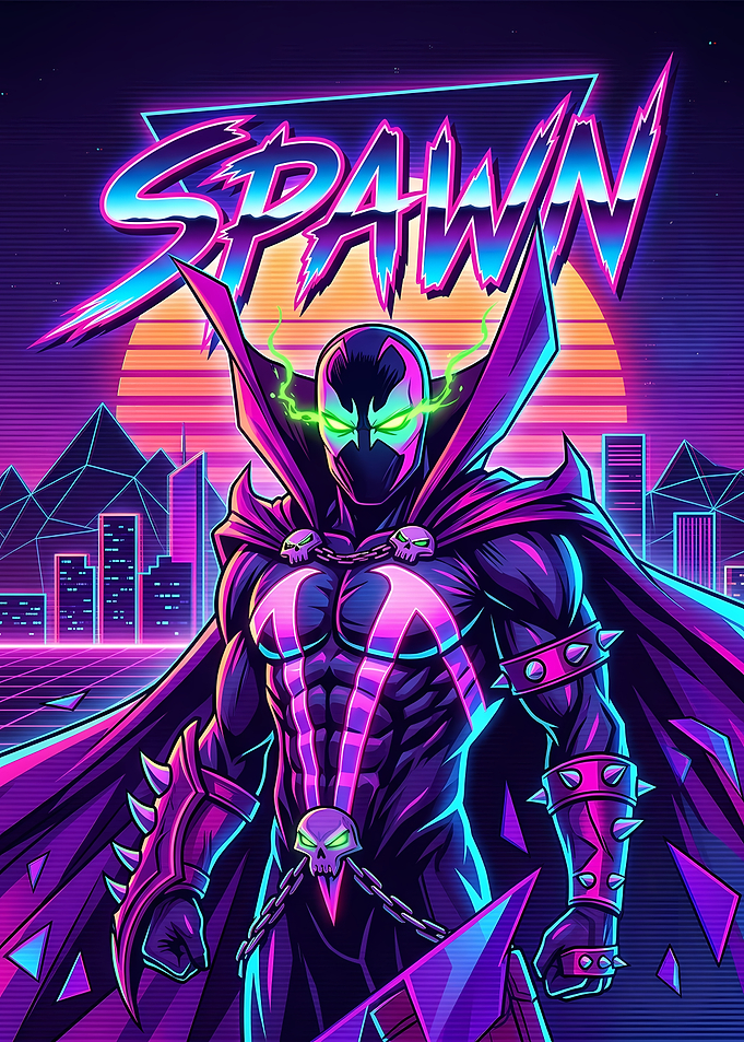 Synthwave Spawn Comic Book Poster
