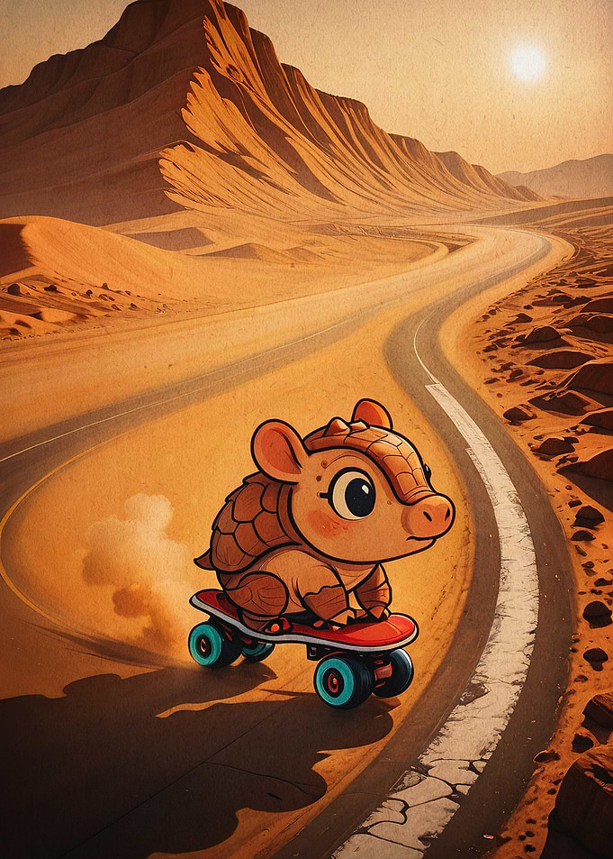 Armadillo Skate Desert Cute Art