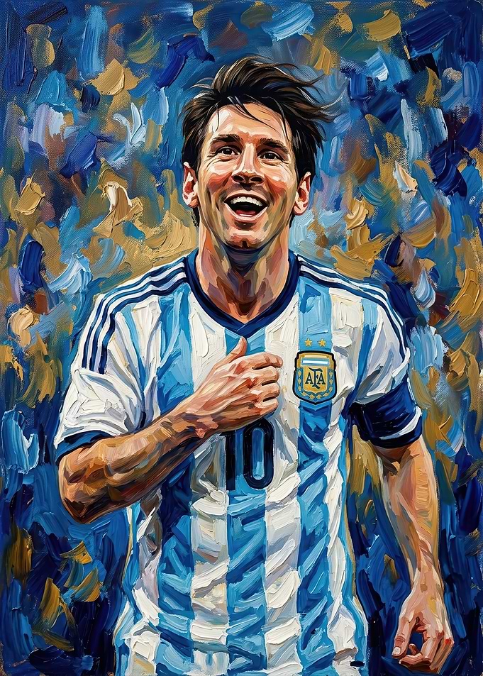 Lionel Messi Argentina Oil Painting Portrait