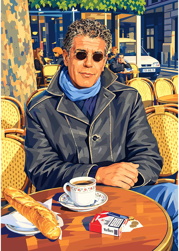 Anthony Bourdain at a Parisian Cafe