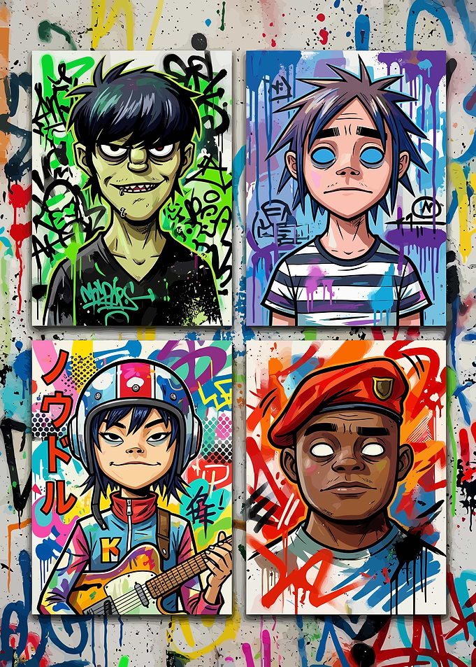 Gorillaz Band Members Graffiti Art Collage