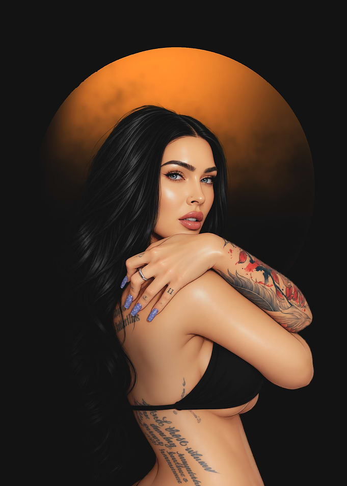 Portrait of Megan Fox with Tattoos
