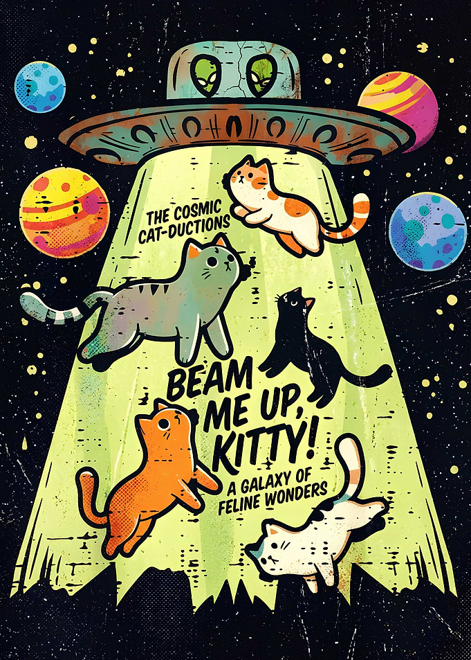 Beam Me Up Kitty Space Poster