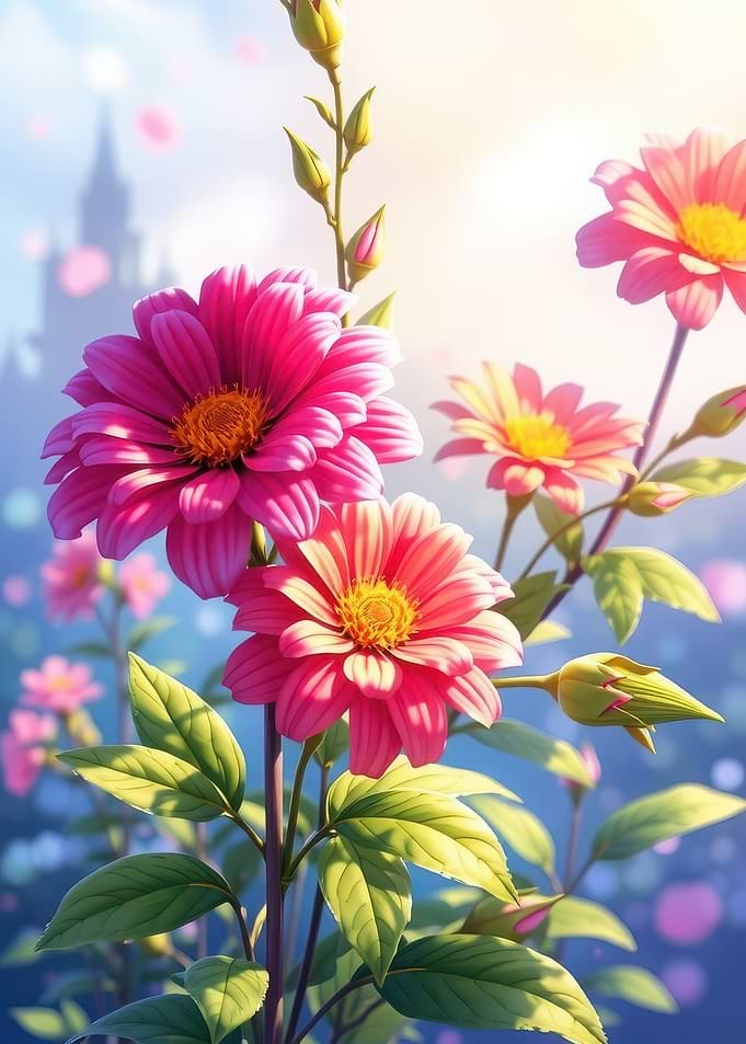 Vibrant Pink Dahlia Flowers