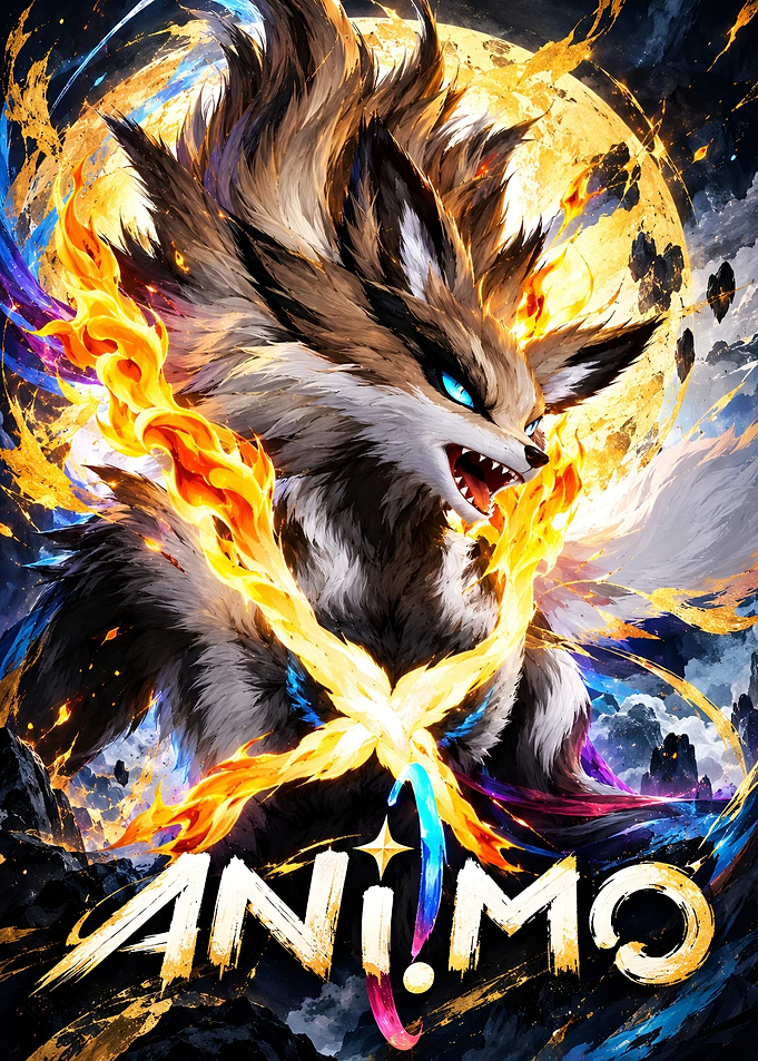 Fiery Wolf Anime Fantasy Poster