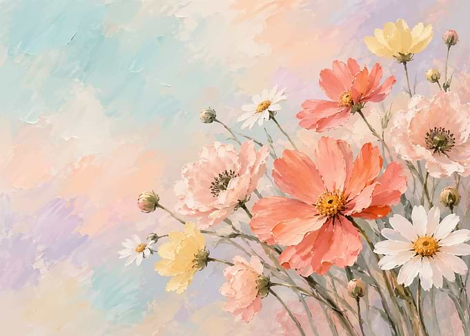 Soft Pastel Floral Oil Painting