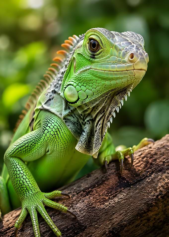 Vibrant Green Iguana on Branch