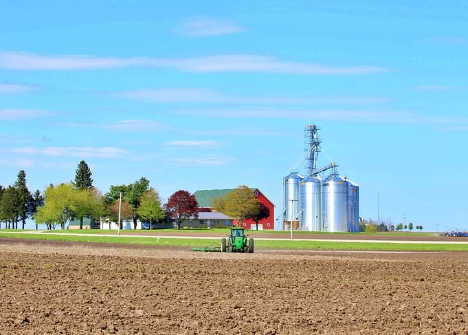 Tractor Working in Rural Farm Field