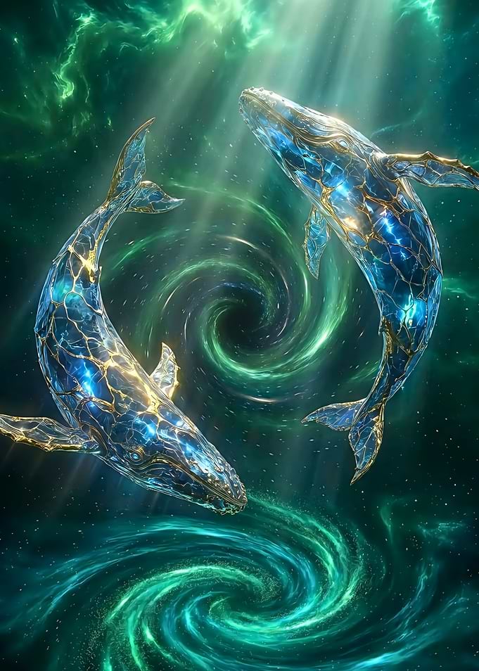 Celestial Whales in Cosmic Vortex