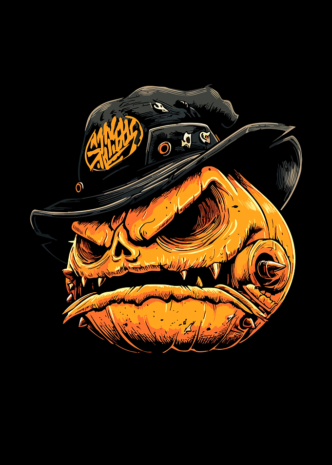 Angry Punk Rock Pumpkin Illustration
