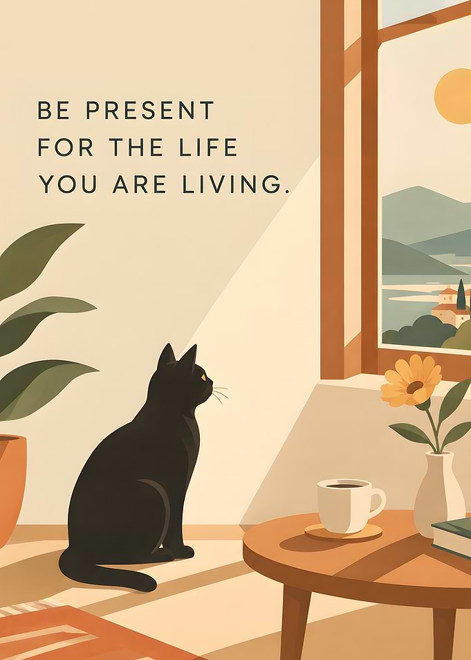 Be Present Cat Inspirational Poster