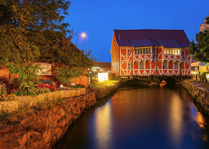 Historic Half-Timbered House by Canal in Wismar