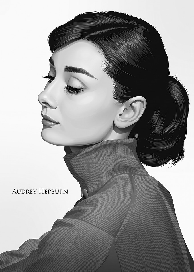Audrey Hepburn Black and White Portrait