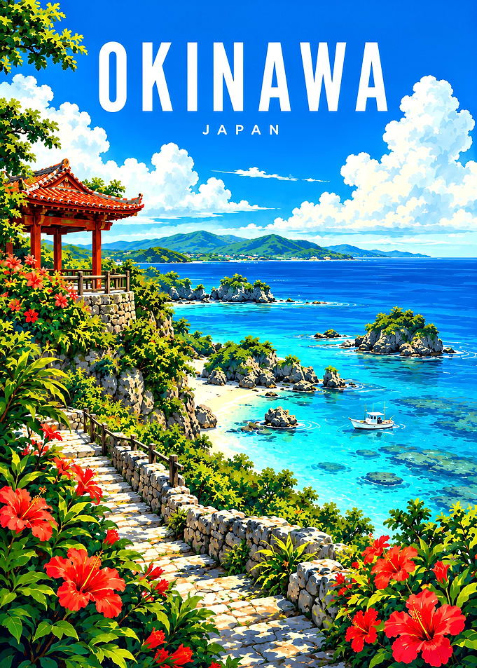 Okinawa Japan Tropical Travel Poster