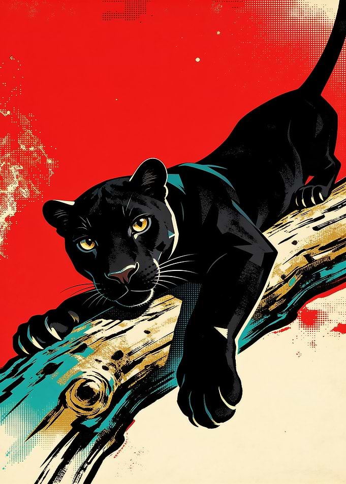 Black Panther on Tree Branch