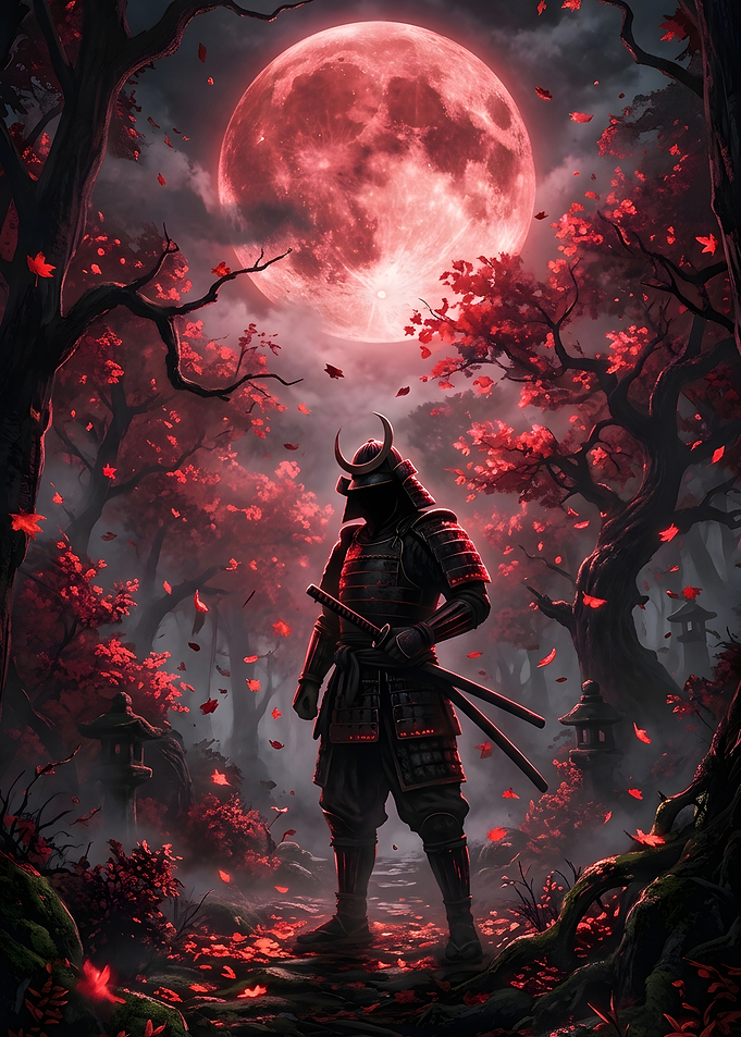 Samurai Under a Crimson Moon