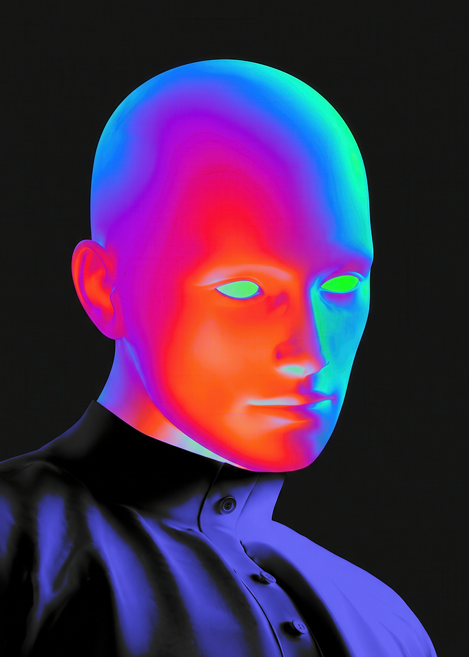 Neon Thermal Mannequin Portrait