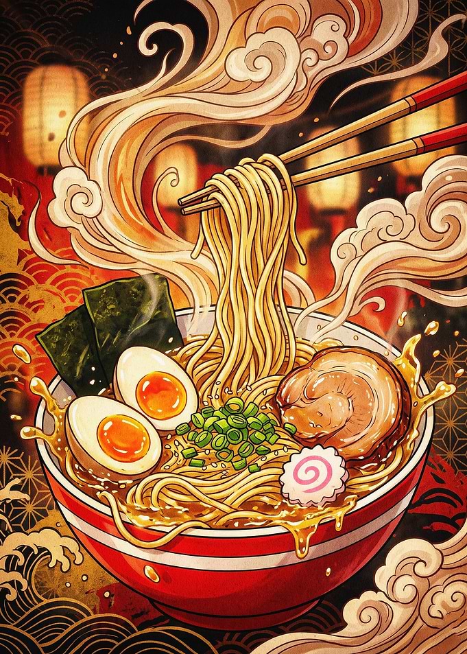 Ramen Noodle Bowl Japanese Art