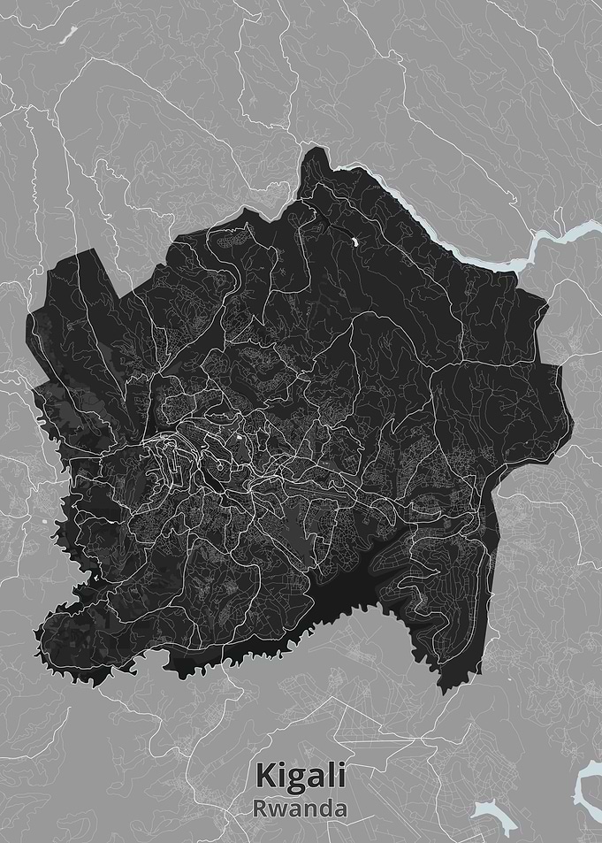 Kigali Rwanda City Map Print