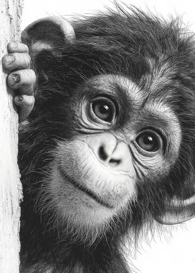 Close-up Portrait of a Baby Chimpanzee