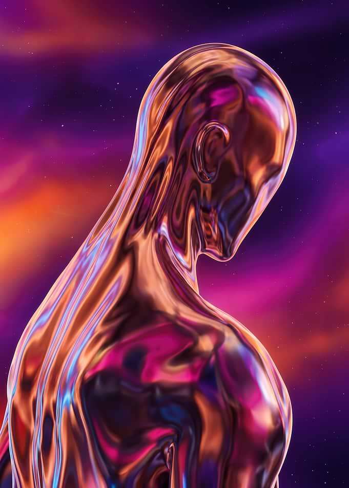 Liquid Metal Humanoid in Space