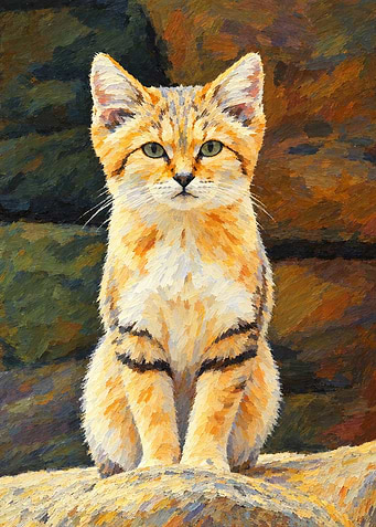 Impressionist Sand Cat Portrait