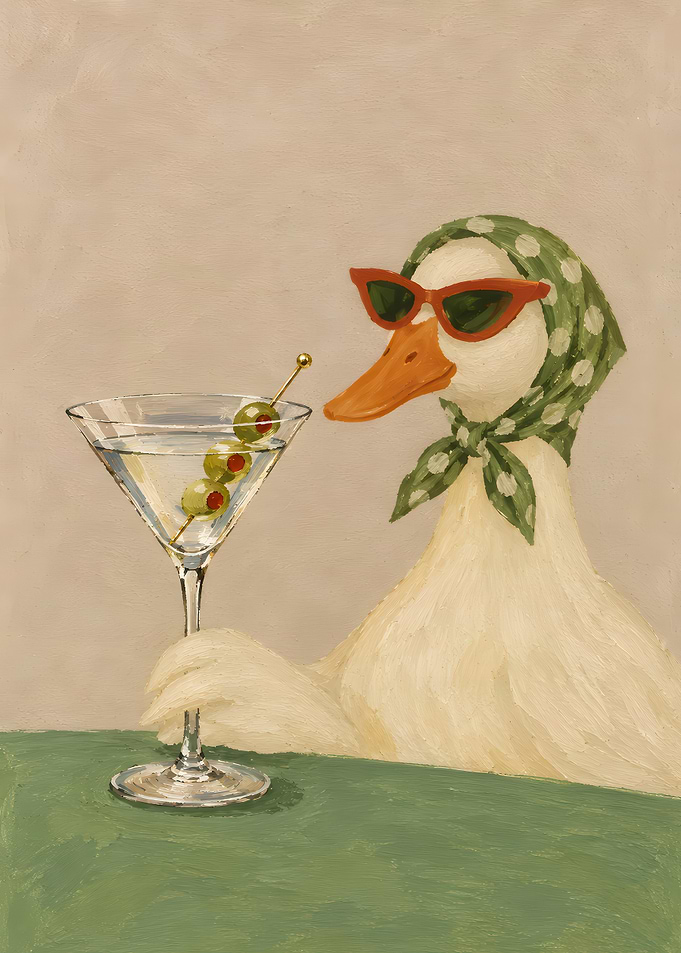 Stylish Duck with a Martini