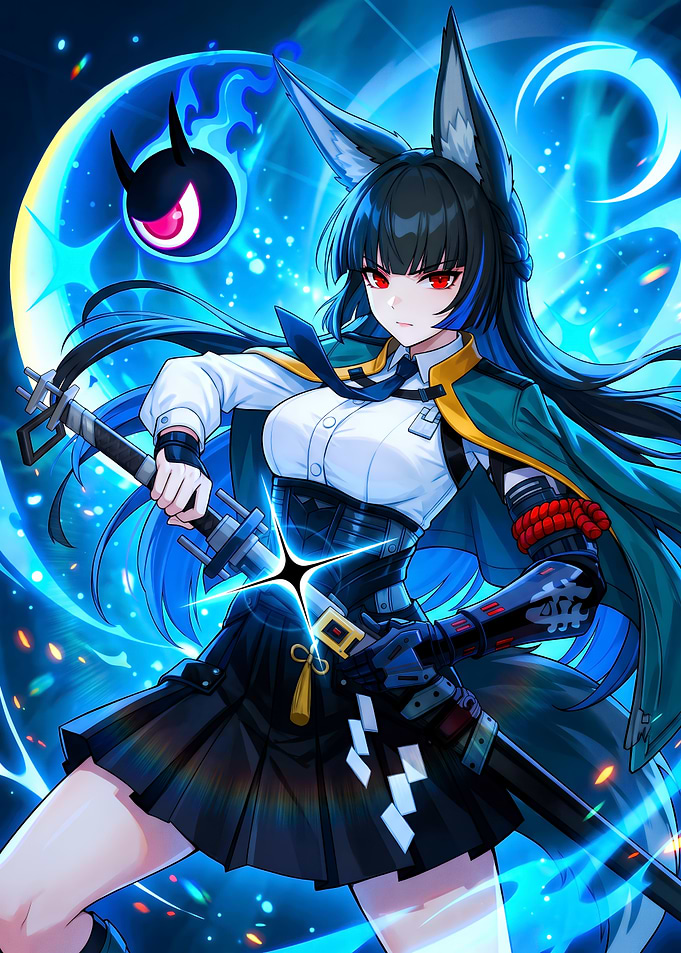 Anime Fox Girl Warrior with Katana