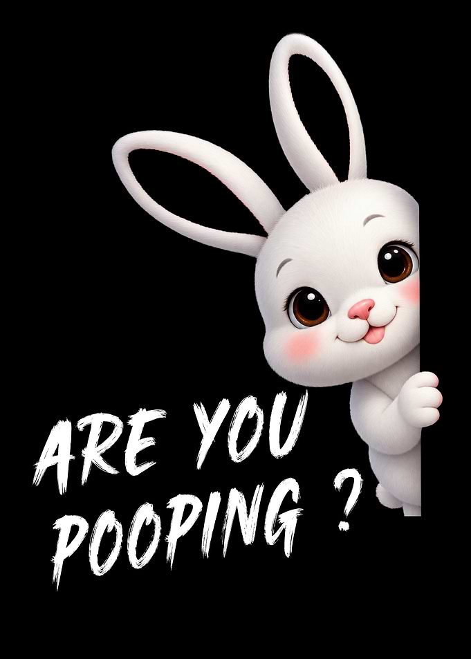 Funny Pooping Rabbit Bathroom Sign