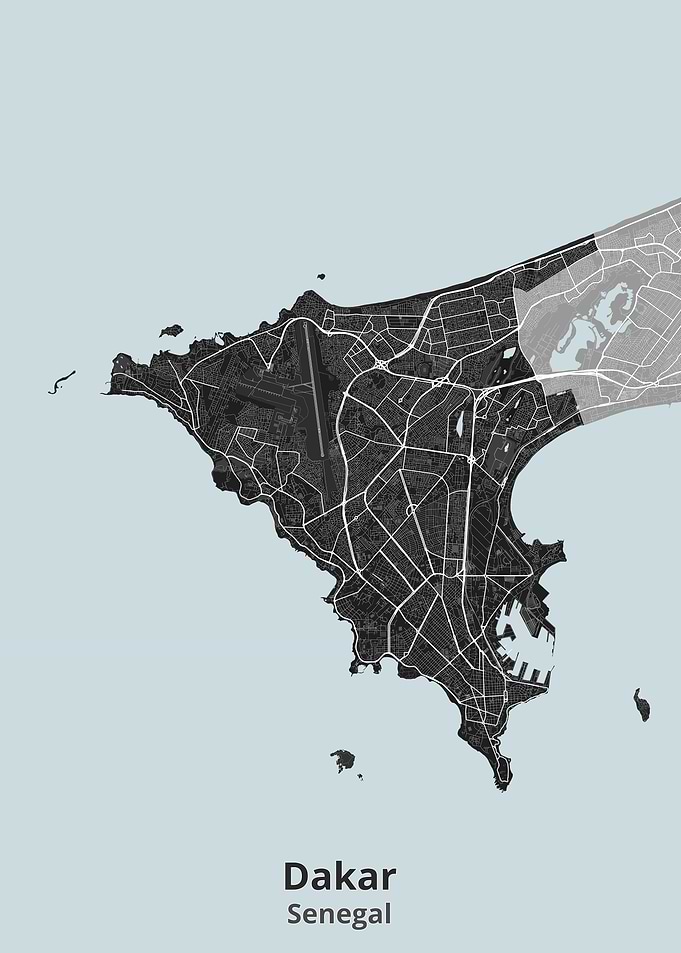 Minimalist Map of Dakar, Senegal