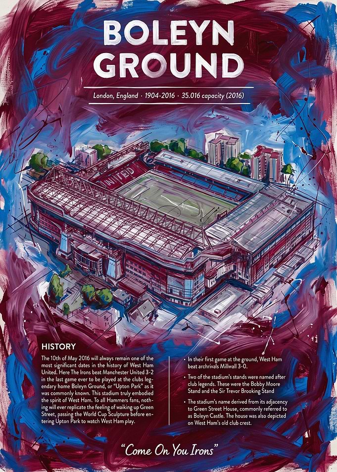 Boleyn Ground West Ham Stadium Poster