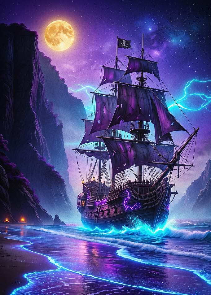 Ghost Pirate Ship Fantasy Art