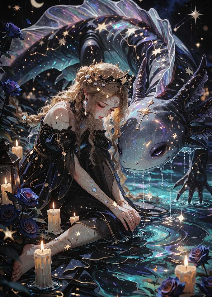 Celestial Maiden Dragon Fantasy Art
